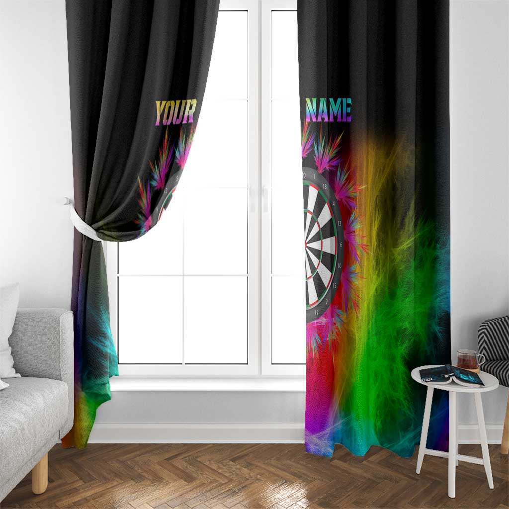 Personalized Colorful Neon Darts Window Curtain with Bold Abstract Background - Wonder Print Shop