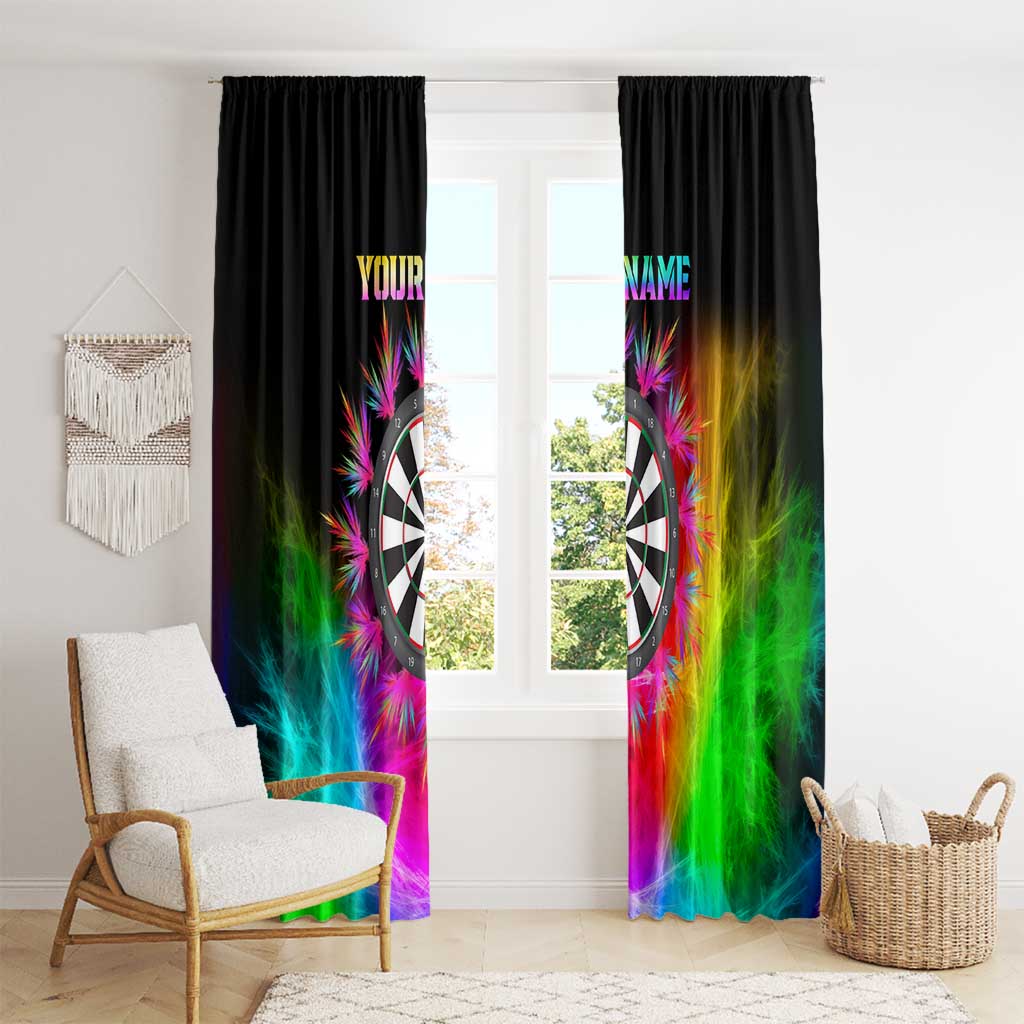 Personalized Colorful Neon Darts Window Curtain with Bold Abstract Background - Wonder Print Shop