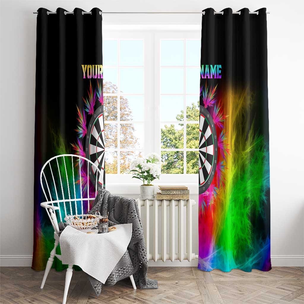 Personalized Colorful Neon Darts Window Curtain with Bold Abstract Background - Wonder Print Shop