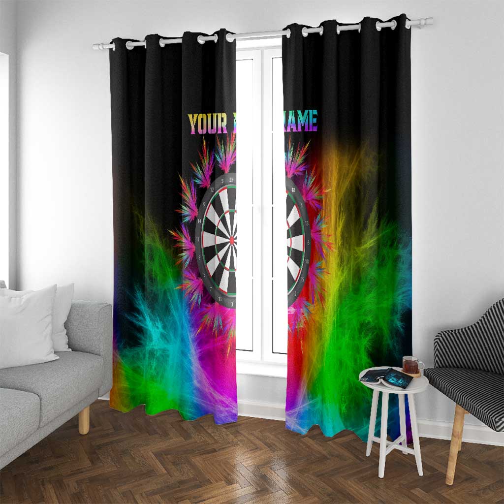 Personalized Colorful Neon Darts Window Curtain with Bold Abstract Background - Wonder Print Shop