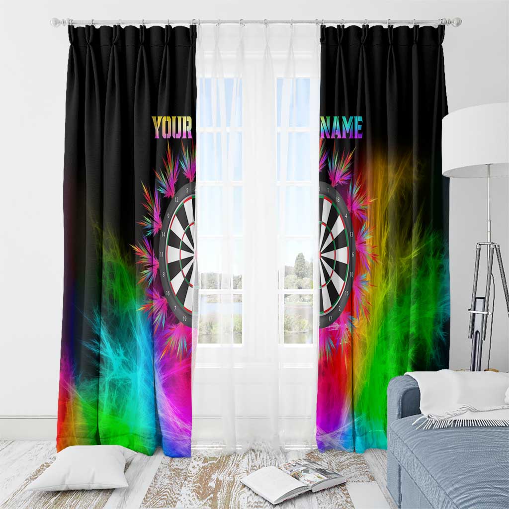Personalized Colorful Neon Darts Window Curtain with Bold Abstract Background - Wonder Print Shop