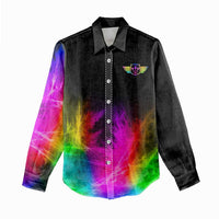 Personalized Colorful Neon Darts Women Casual Shirt with Bold Abstract Background - Wonder Print Shop