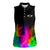 Personalized Colorful Neon Darts Women Sleeveless Polo Shirt with Bold Abstract Background - Wonder Print Shop