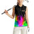 Personalized Colorful Neon Darts Women Sleeveless Polo Shirt with Bold Abstract Background - Wonder Print Shop