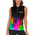 Personalized Colorful Neon Darts Women Sleeveless Polo Shirt with Bold Abstract Background - Wonder Print Shop