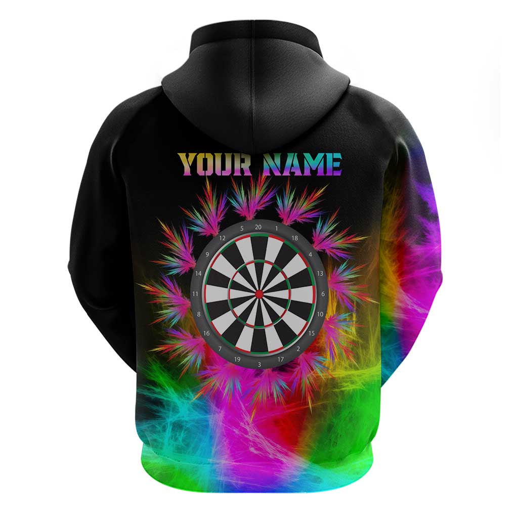 Personalized Colorful Neon Darts Zip Hoodie with Bold Abstract Background - Wonder Print Shop