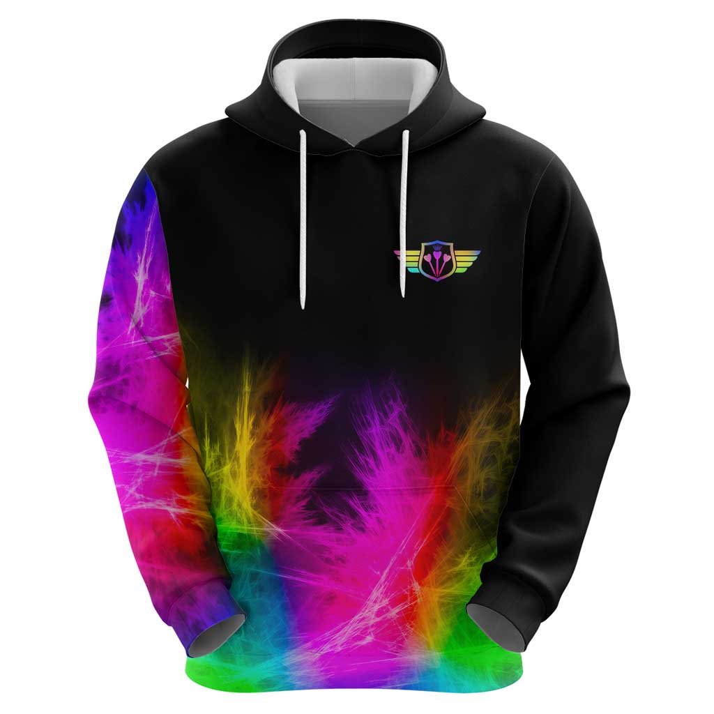 Personalized Colorful Neon Darts Zip Hoodie with Bold Abstract Background - Wonder Print Shop