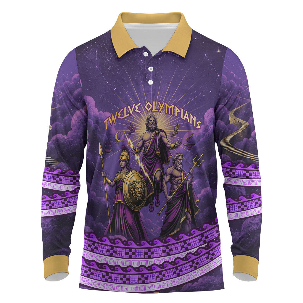 Twelve Olympians Long Sleeve Polo Shirt Gods Of Mount Olympus Greek Mythology