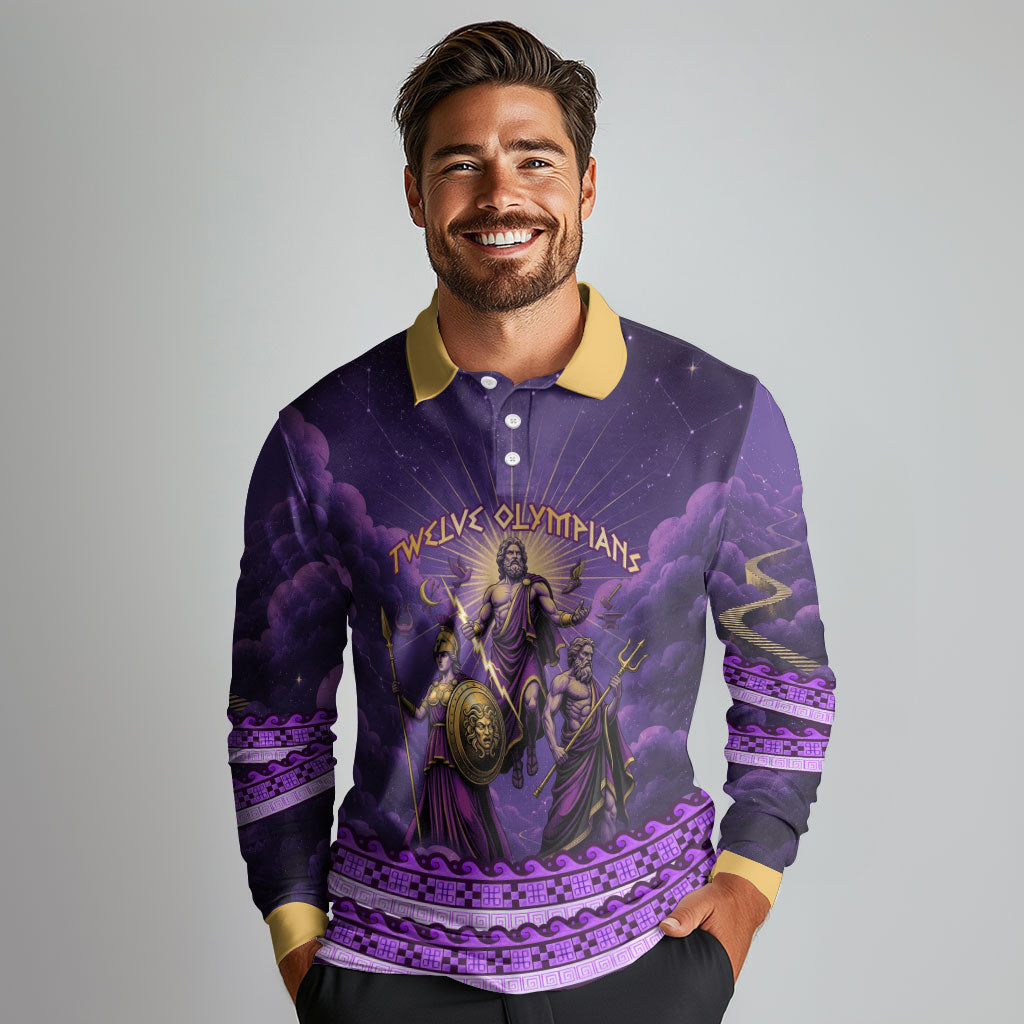 Twelve Olympians Long Sleeve Polo Shirt Gods Of Mount Olympus Greek Mythology