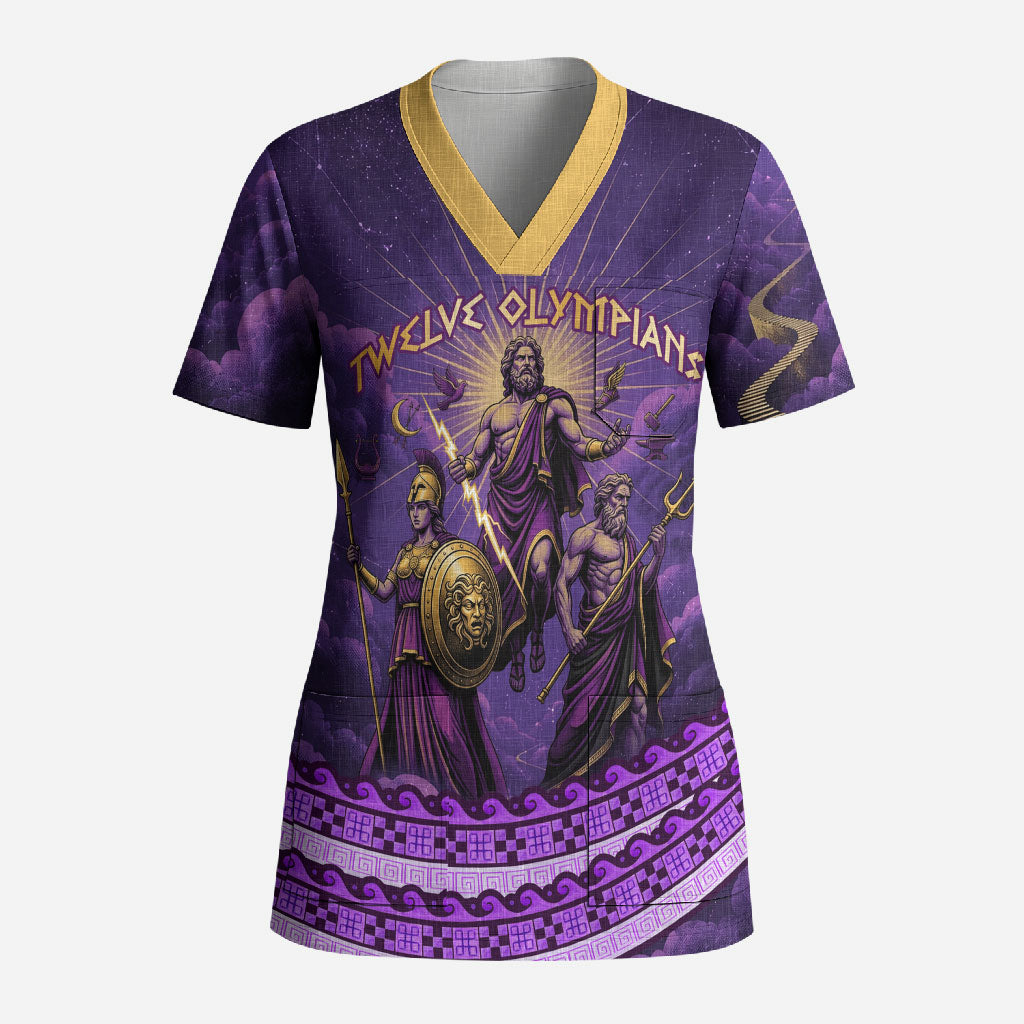 Twelve Olympians Scrub Top Gods Of Mount Olympus Greek Mythology