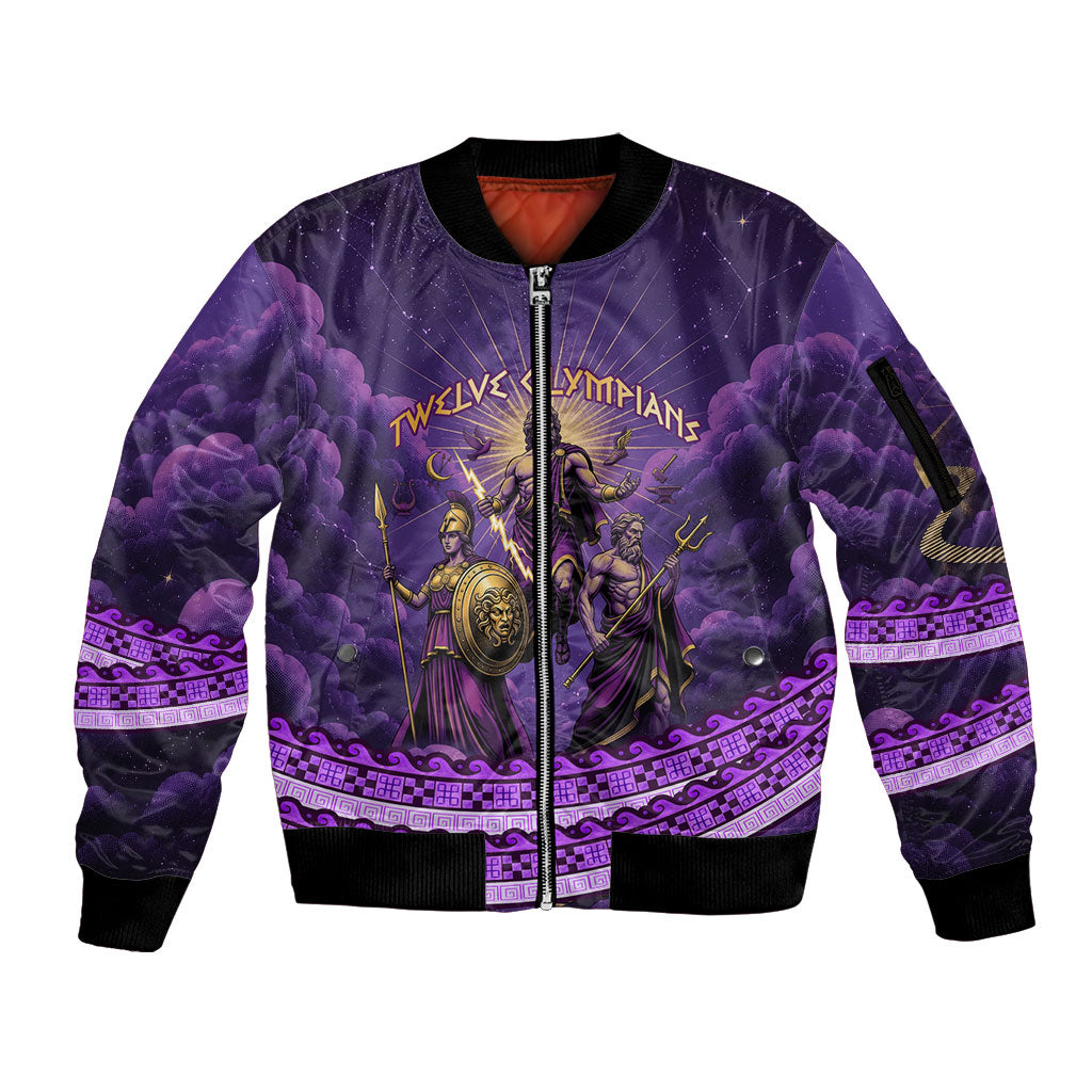 Twelve Olympians Sleeve Zip Bomber Jacket Gods Of Mount Olympus Greek Mythology