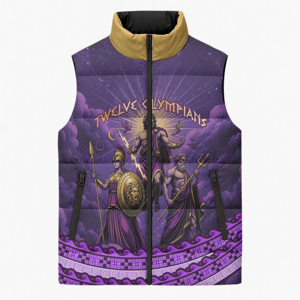 Twelve Olympians Sleeveless Puffer Jacket Gods Of Mount Olympus Greek Mythology