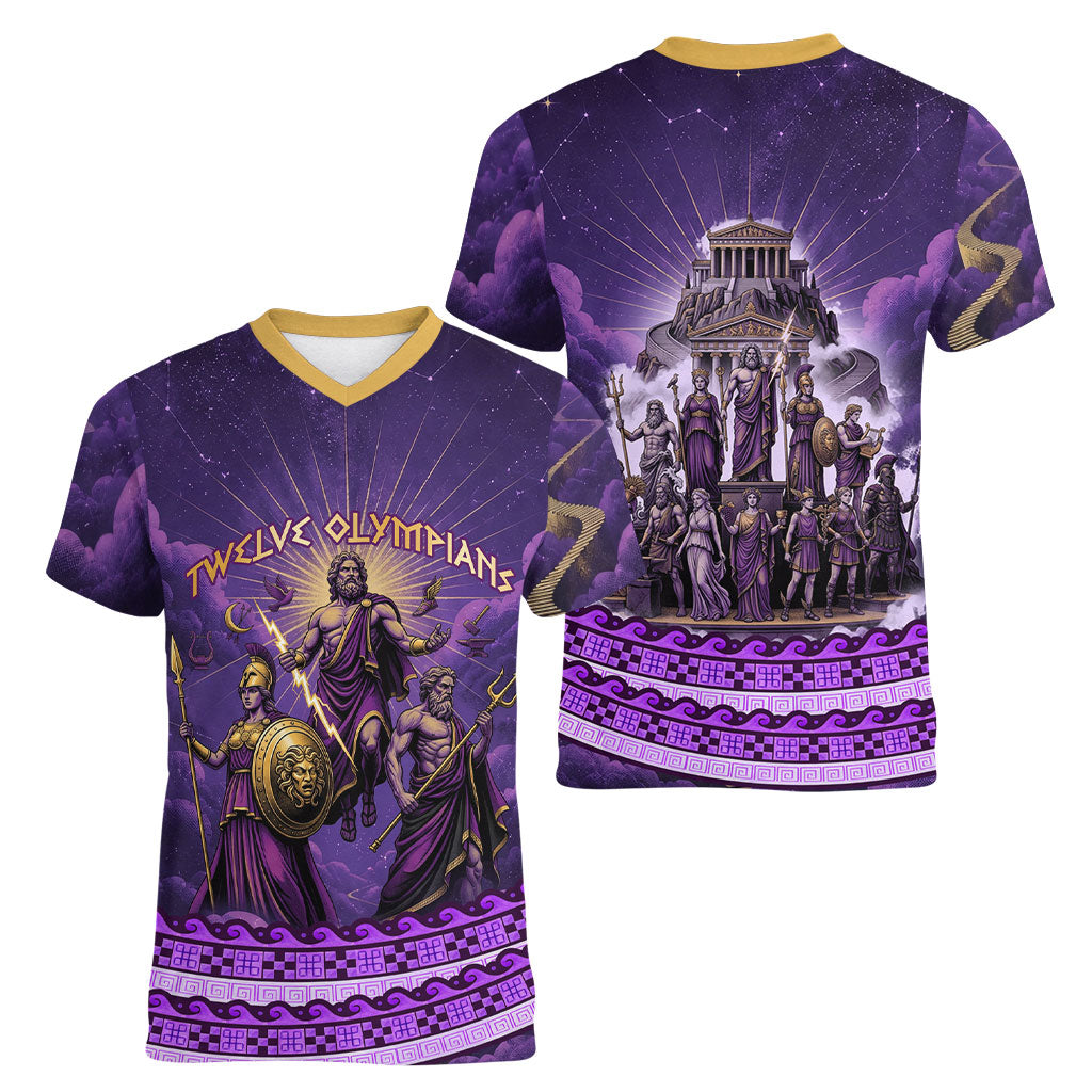 Twelve Olympians Women V-Neck T-Shirt Gods Of Mount Olympus Greek Mythology