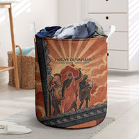 Twelve Olympians Laundry Basket Greek Gods Graphic With Greek Amphora Vase And Parthenon Art