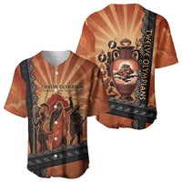 Twelve Olympians Baseball Jersey Greek Gods Graphic With Greek Amphora Vase And Parthenon Art