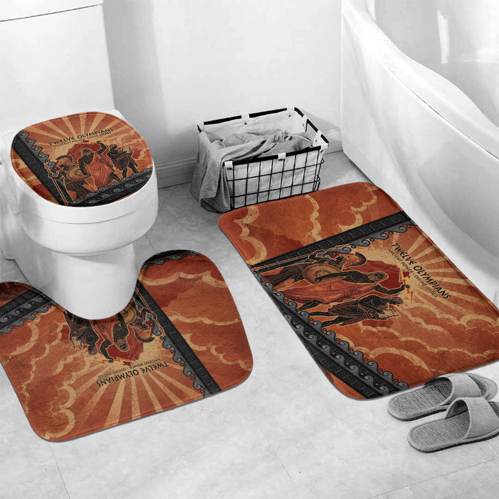 Twelve Olympians Bathroom Set Greek Gods Graphic With Greek Amphora Vase And Parthenon Art