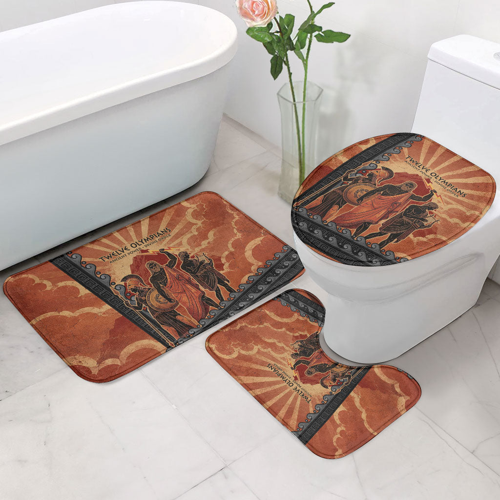 Twelve Olympians Bathroom Set Greek Gods Graphic With Greek Amphora Vase And Parthenon Art