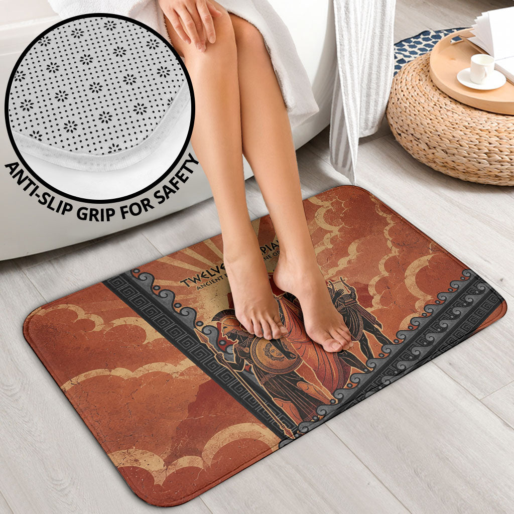 Twelve Olympians Bathroom Set Greek Gods Graphic With Greek Amphora Vase And Parthenon Art