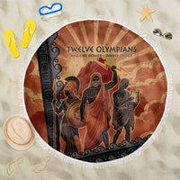 Twelve Olympians Beach Blanket Greek Gods Graphic With Greek Amphora Vase And Parthenon Art