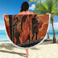 Twelve Olympians Beach Blanket Greek Gods Graphic With Greek Amphora Vase And Parthenon Art