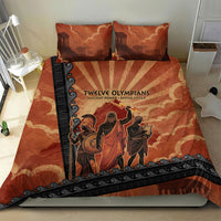 Twelve Olympians Bedding Set Greek Gods Graphic With Greek Amphora Vase And Parthenon Art