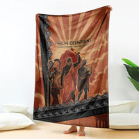 Twelve Olympians Blanket Greek Gods Graphic With Greek Amphora Vase And Parthenon Art