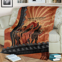 Twelve Olympians Blanket Greek Gods Graphic With Greek Amphora Vase And Parthenon Art