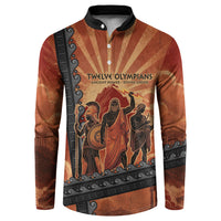 Twelve Olympians Button Sweatshirt Greek Gods Graphic With Greek Amphora Vase And Parthenon Art