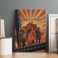 Twelve Olympians Canvas Wall Art Greek Gods Graphic With Greek Amphora Vase And Parthenon Art