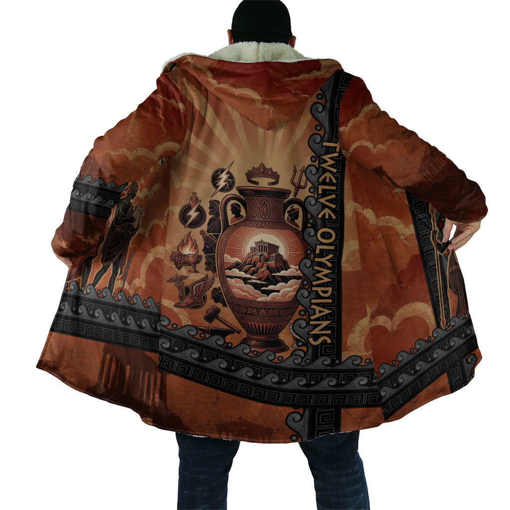 Twelve Olympians Cloak Greek Gods Graphic With Greek Amphora Vase And Parthenon Art