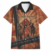 Twelve Olympians Hawaiian Shirt Greek Gods Graphic With Greek Amphora Vase And Parthenon Art