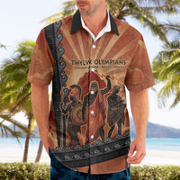 Twelve Olympians Hawaiian Shirt Greek Gods Graphic With Greek Amphora Vase And Parthenon Art