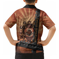 Twelve Olympians Hawaiian Shirt Greek Gods Graphic With Greek Amphora Vase And Parthenon Art