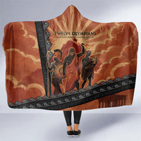 Twelve Olympians Hooded Blanket Greek Gods Graphic With Greek Amphora Vase And Parthenon Art