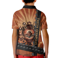 Twelve Olympians Kid Polo Shirt Greek Gods Graphic With Greek Amphora Vase And Parthenon Art