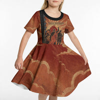 Twelve Olympians Kid Short Sleeve Dress Greek Gods Graphic With Greek Amphora Vase And Parthenon Art