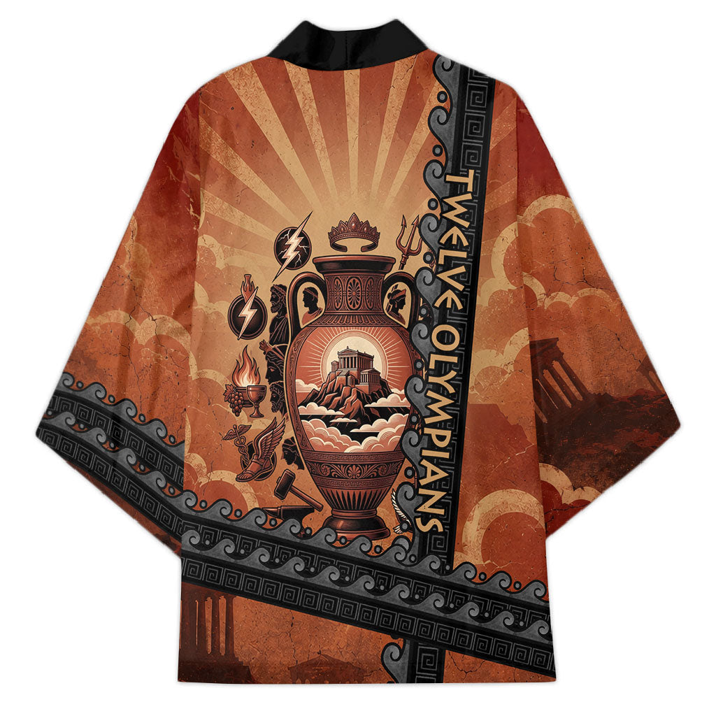 Twelve Olympians Kimono Greek Gods Graphic With Greek Amphora Vase And Parthenon Art