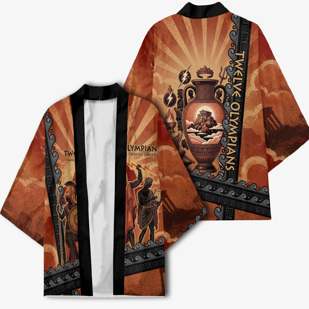Twelve Olympians Kimono Greek Gods Graphic With Greek Amphora Vase And Parthenon Art