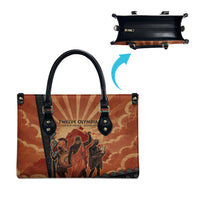 Twelve Olympians Leather Bag Greek Gods Graphic With Greek Amphora Vase And Parthenon Art