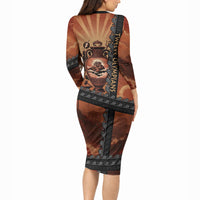 Twelve Olympians Long Sleeve Bodycon Dress Greek Gods Graphic With Greek Amphora Vase And Parthenon Art