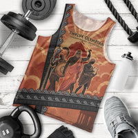 Twelve Olympians Men Tank Top Greek Gods Graphic With Greek Amphora Vase And Parthenon Art