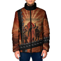Twelve Olympians Padded Jacket Greek Gods Graphic With Greek Amphora Vase And Parthenon Art