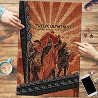 Twelve Olympians Puzzle Greek Gods Graphic With Greek Amphora Vase And Parthenon Art