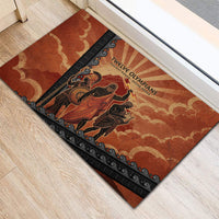 Twelve Olympians Rubber Doormat Greek Gods Graphic With Greek Amphora Vase And Parthenon Art