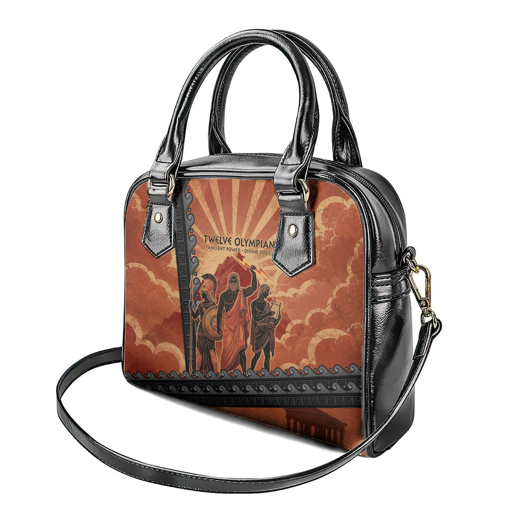 Twelve Olympians Shoulder Handbag Greek Gods Graphic With Greek Amphora Vase And Parthenon Art