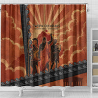 Twelve Olympians Shower Curtain Greek Gods Graphic With Greek Amphora Vase And Parthenon Art