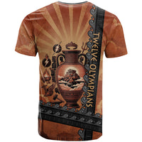 Twelve Olympians T Shirt Greek Gods Graphic With Greek Amphora Vase And Parthenon Art