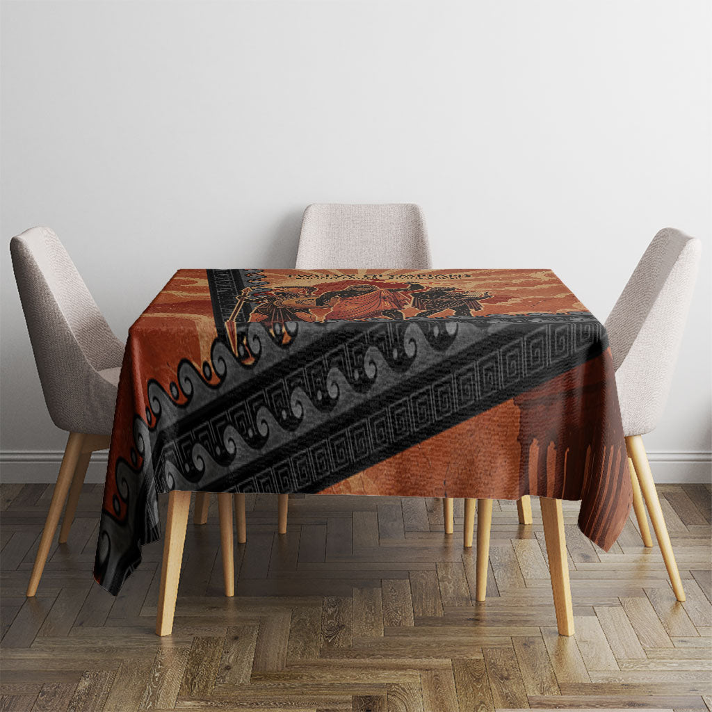 Twelve Olympians Tablecloth Greek Gods Graphic With Greek Amphora Vase And Parthenon Art