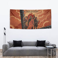 Twelve Olympians Tapestry Greek Gods Graphic With Greek Amphora Vase And Parthenon Art