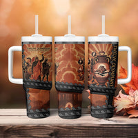 Twelve Olympians Tumbler With Handle Greek Gods Graphic With Greek Amphora Vase And Parthenon Art
